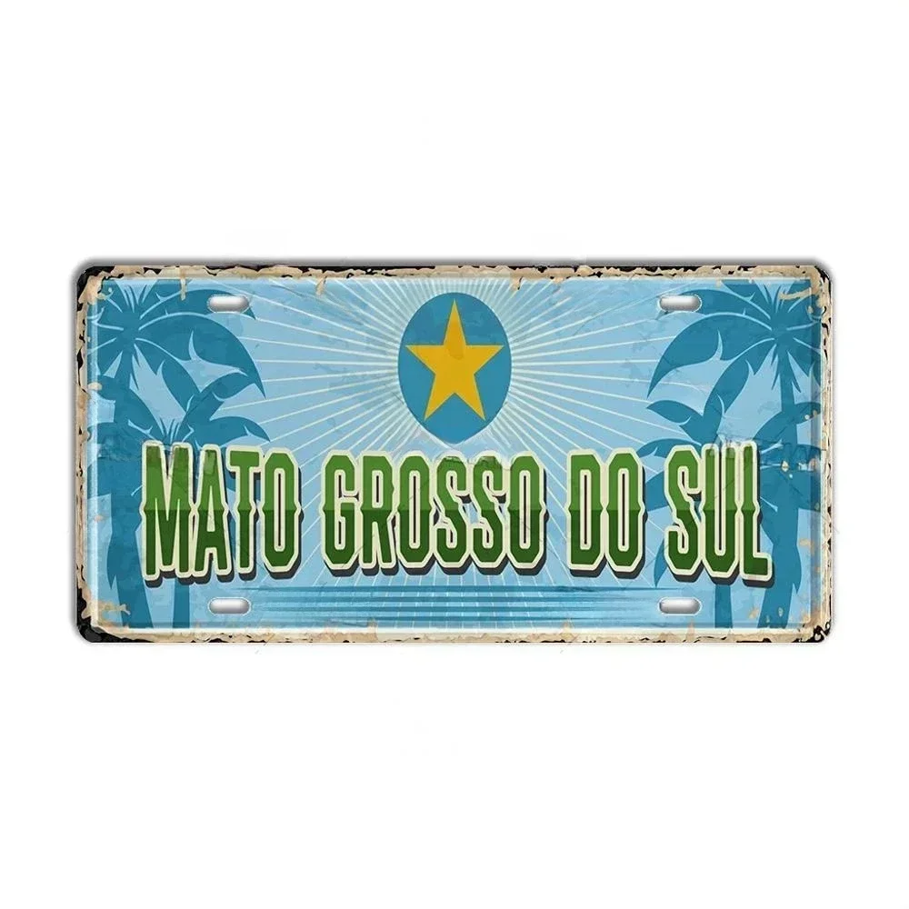 Vintage BRAZIL Landmark License Plate Rio De Janeiro Metal Sign City State Decorative Car Plate Bar Pub Garage Club Wall Decor