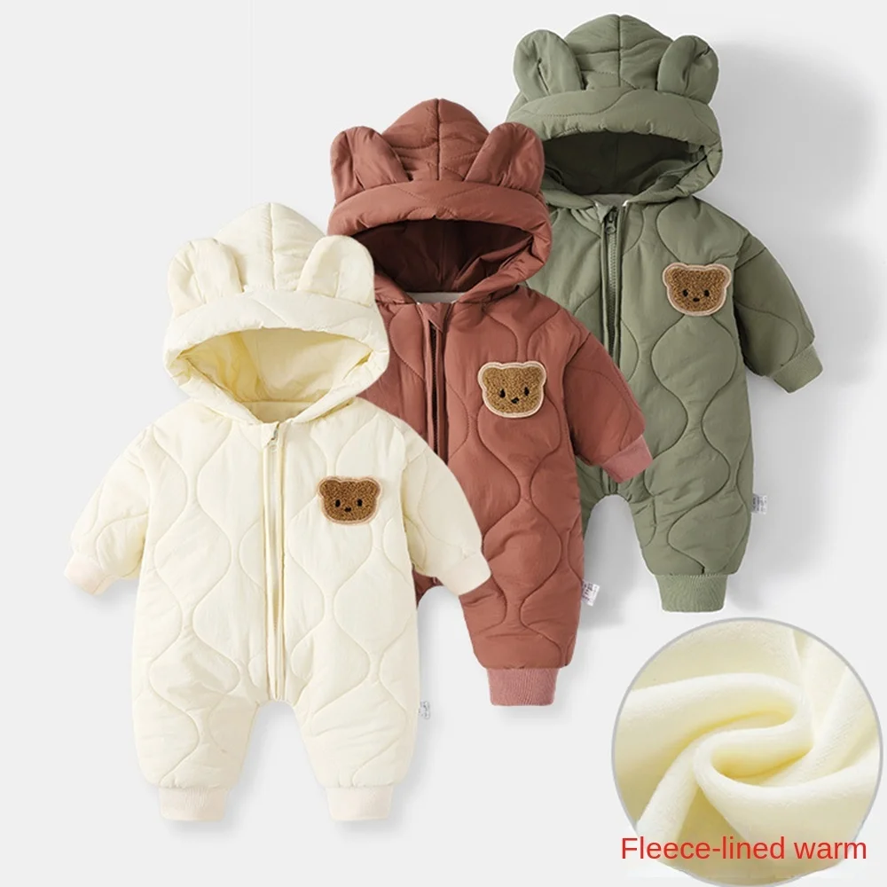 

Soft Plush Fleece Hooded Jumpsuit for Boys Girls Cozy Winter Outdoor Outfit Perfect for Newborns Toddlers Baby Newborn Clothing