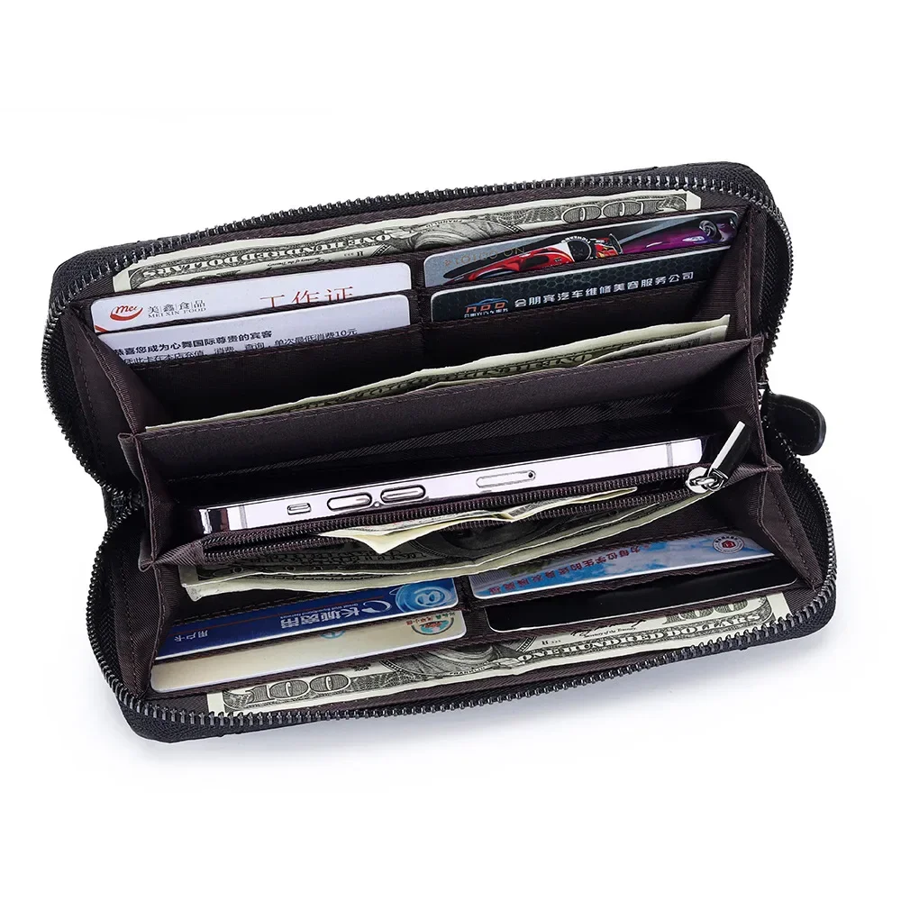 Dompet Kulit Wanita Panjang Kapasitas Besar Fashion Kulit Domba Bordir Berlian Periksa Ritsleting Dompet Tas Ponsel