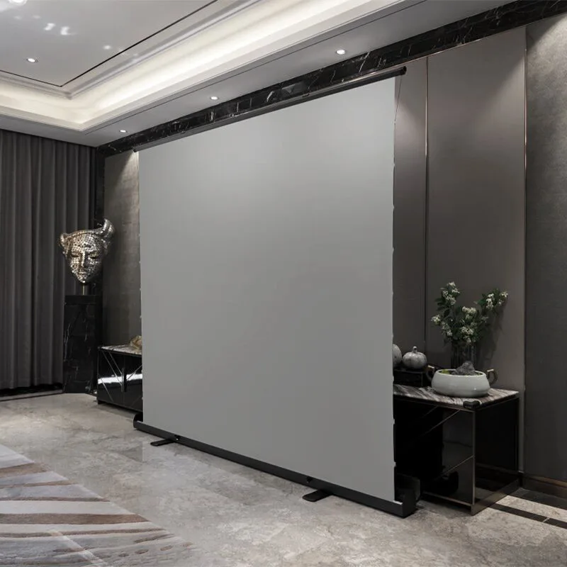 

Новейший ручной выдвижной проекционный экран 2026 года с натяжением по краям, металлический, серебристый, портативный, передвижной, для улицы