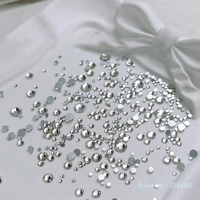 1440Pcs Crystal Flat Back Round Shape Rhinestones Mixed Nail Gems Gemstones Flatback Glitter Glass Stones Rhinestones