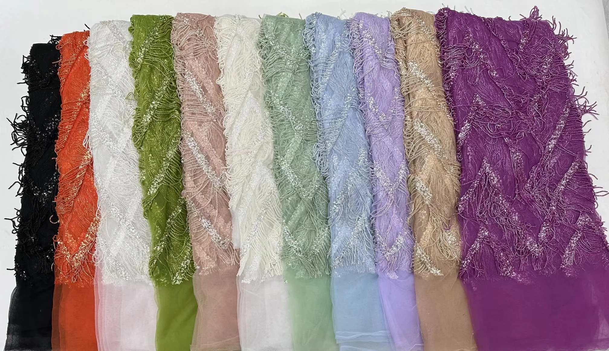 2024 Latest African Sequins Lace Fabric High Quality Embroidery 3D French Flower Beads Nigerian Net Lace For Wedding Party Dress