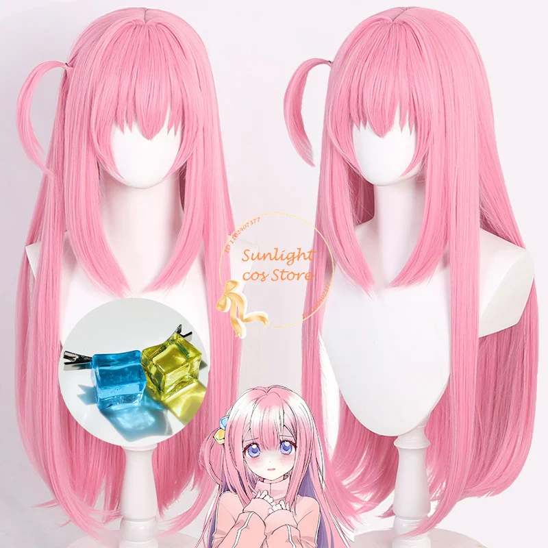 Hoge Kwaliteit 80Cm Gotou Hitori Cosplay Pruik Anime Cosplay Roze Hoofdhuid Haar Hittebestendige Synthetische Pruiken In Voorraad + Pruik Cap