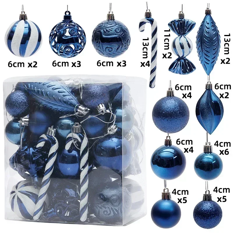 20/29/40pcs Christmas Ball Blue Red Christmas Tree Hanging Pendants Home Gifts New Year Special-shaped Christmas Spheres 2023