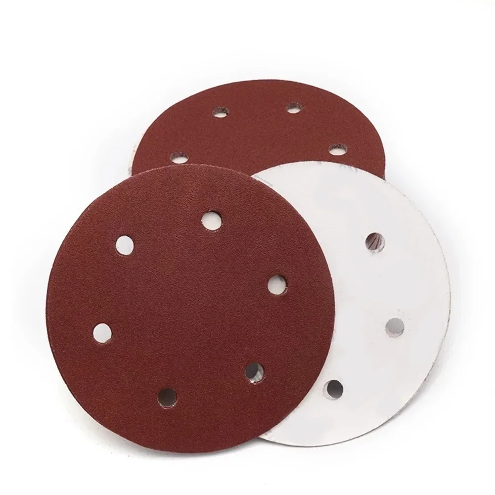 5pcs 9inch 6 Holes Abrasive Sandpaper Hook And Loop Sanding Disc 40-2000grit For Wood Stone Grinding Polishing Tools Accessories