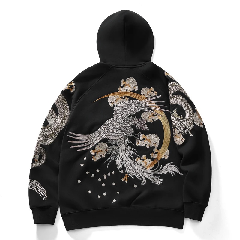 

Heavy Embroidery Dragon Sleeve Hoodie Sweatshirt Unisex Spring 2025 Casual Breathable Cotton Polyester Blend Long Sleeve