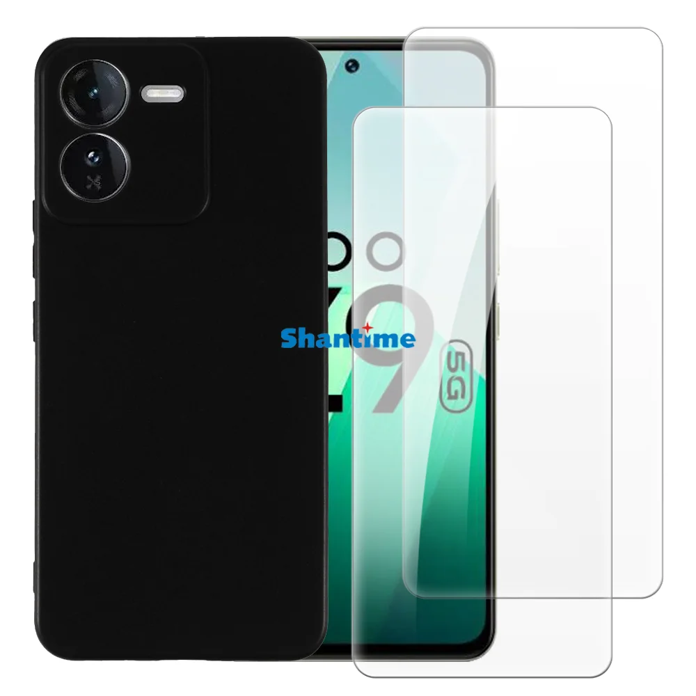 Soft Case + 2 Pack Tempered Glass Screen Protectors for Vivo iQOO Z9 5G Global  Full-Body Protection