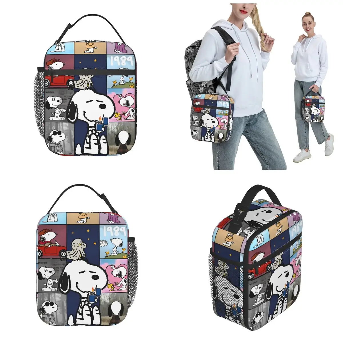 Cute Snoopy Cartoon Insulated Lunch Bag Peanuts Comic Lover Food Container Bags Reusable Thermal Cooler Lunch Boxes For Work