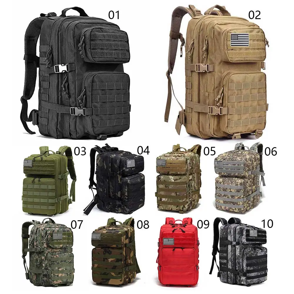 Mochila de viaje al aire libre para hombre, morral militar grande de 50 litros, resistente al agua, para acampar y exteriores