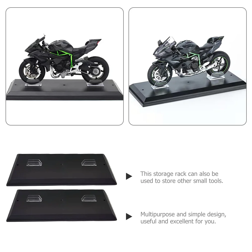 2 Pcs Model Motorcycle Display 1:12 Base Stand Bike Storage Racks Black Holders Toy