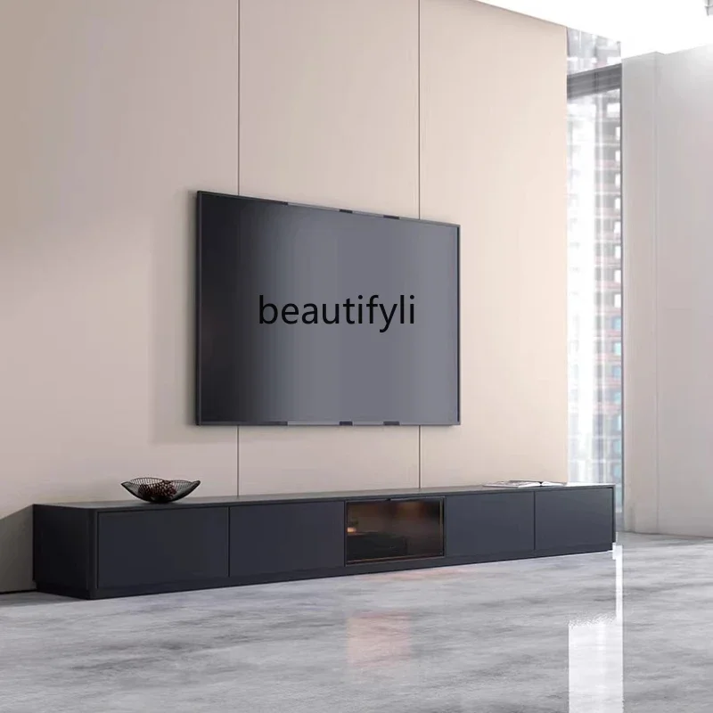 

ss Dfloor-to-ceiling TV cabinet, coffee table, whole storage and finishing, wire shielding artifact, simple glass door floor cab