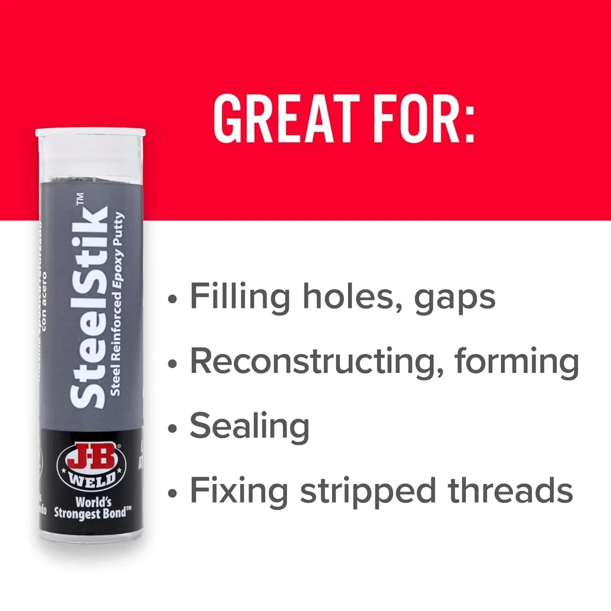 Masilla epoxi resistente, relleno de acero, para bricolaje, fontanería, automoción, reparaciones metálicas domésticas