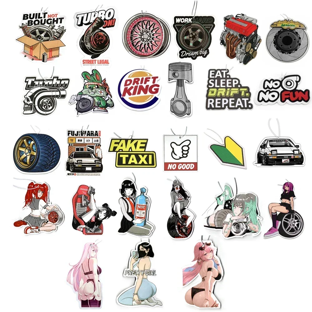 Car Perfume Pendant Air Freshener In Car Rear View Solid Paper Turbo Brake Disc Wheel Sexy Girl Car Diffuser Interior Accessory