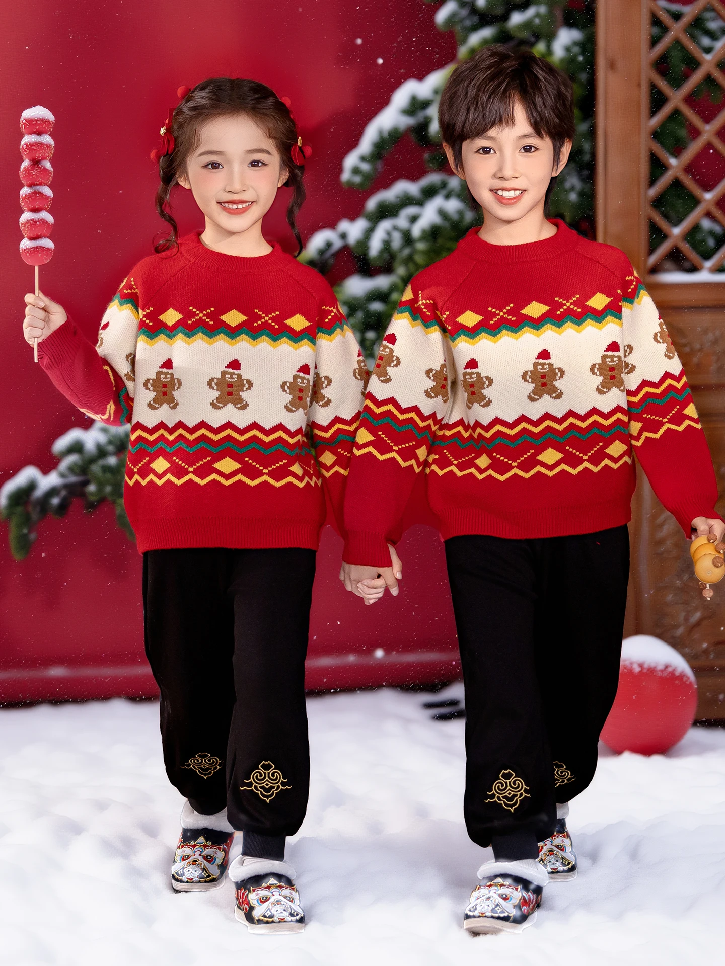 

Новогодняя одежда Cisas, осень-зима 2022, вязаный свитер, детская одежда для брата и сестры, модная одежда для маленьких мальчиков и девочек