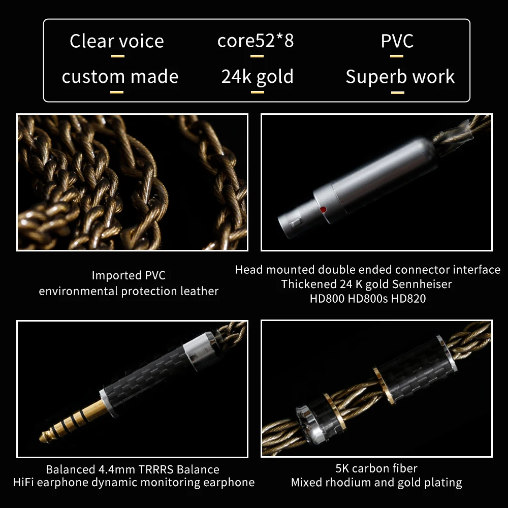 SYRNARN 6N Single Crystal Copper Headphone Cable for Sennheiser HD800s/820 HD820s/800 Dharma D1000 2m 3m Upgrade Balanced Cable