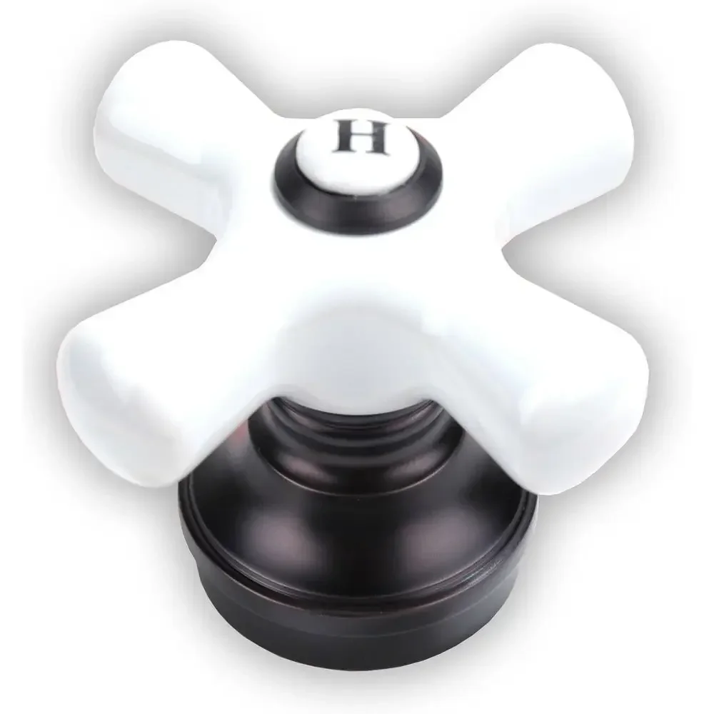3-Handle Tub & Shower Faucet, Oil Rubbed Bronze Finish, Porcelain Handles, Compression Stems
