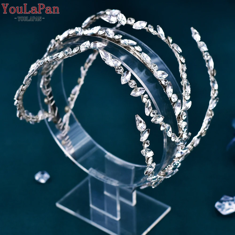 TOPQUEEN Rhinestone Headband Bridal Wedding Woman Hair Accessories Crystal Bride Headwear Fashion Jewelry Head Decoration HP611