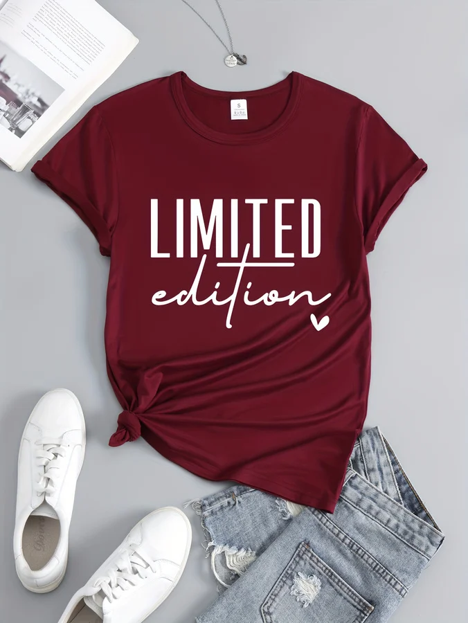 Urban Style Letter Print Women Casual Tee, Round Neck Short Sleeve Graphic T-Shirt, Fashion Versatile Streetwear Top For Everyday Outfit