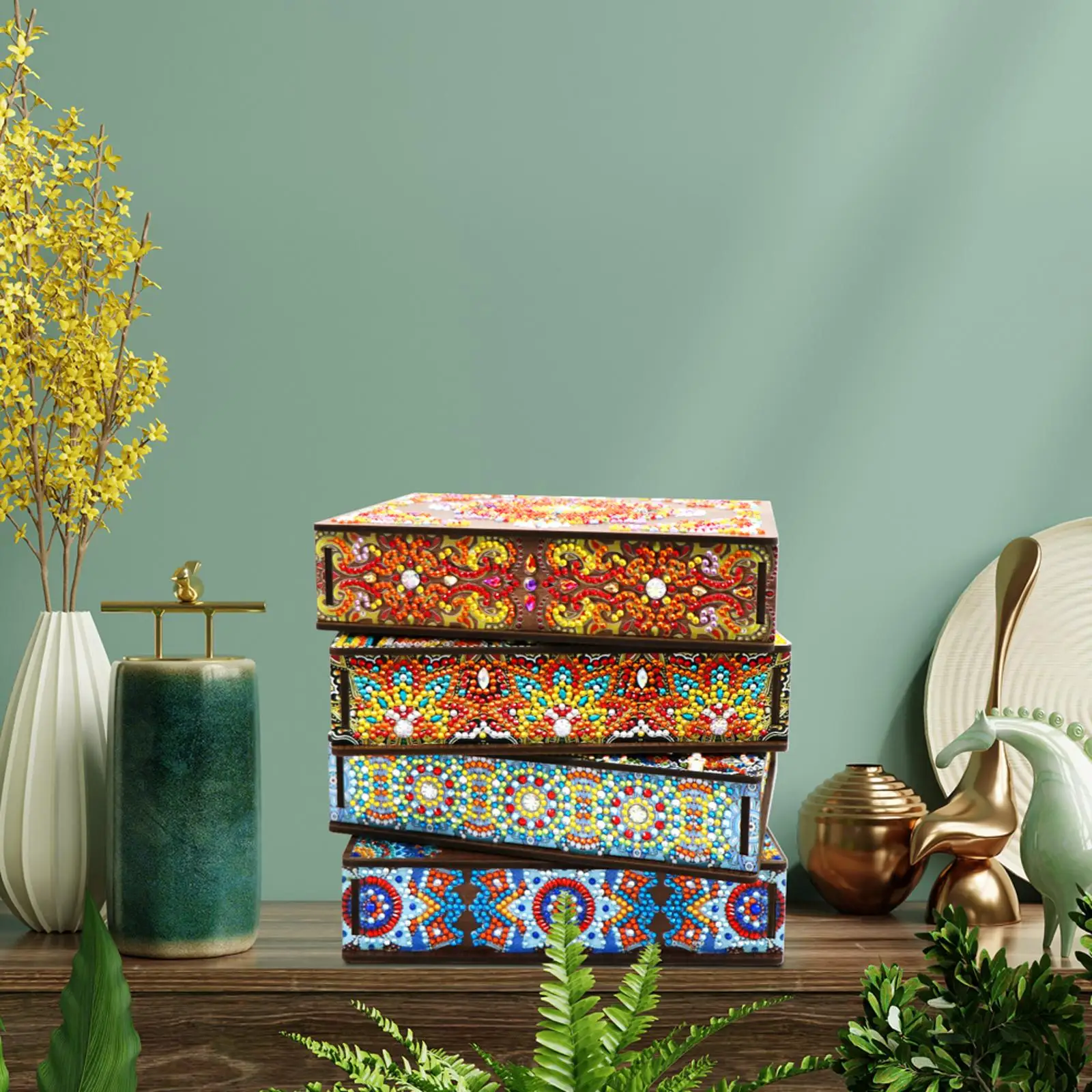 

Mandala Jewelry Storage Box Exquisite DIY Diamond Drawing Special Shaped Drill Case Art Multifunctional Storage