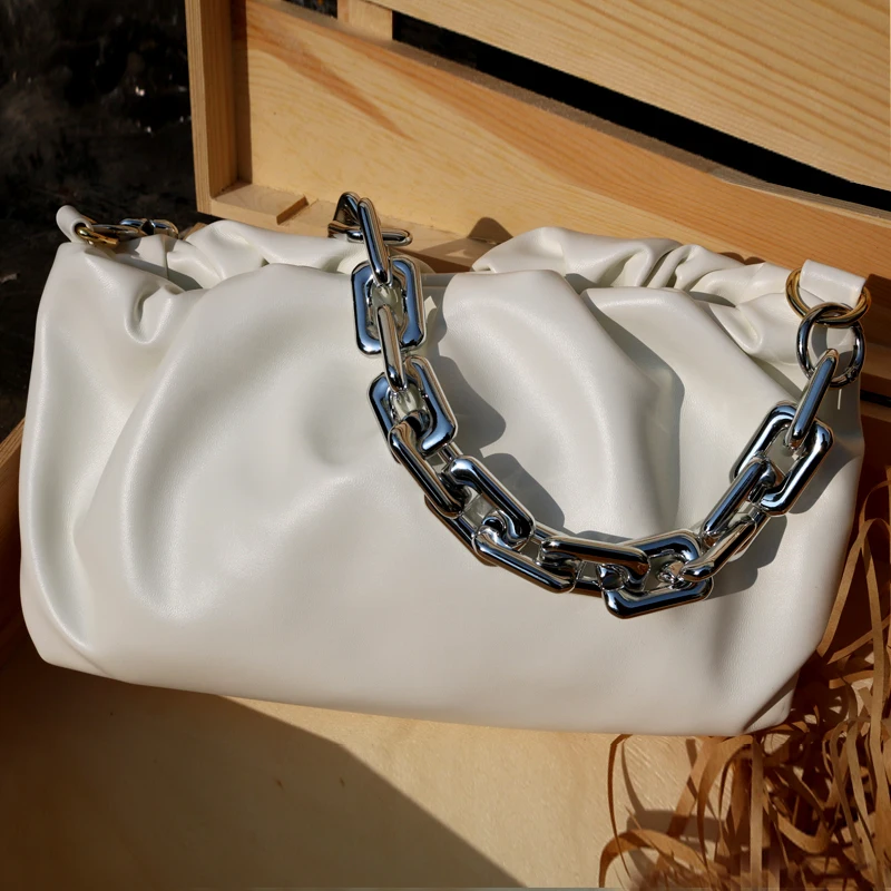 Luxurious Chain Women Handbag PU leather Thick Chain Cloud Handbag Fashion Shoulder Underarm Bag Chain Women Bag Shoulder Bag