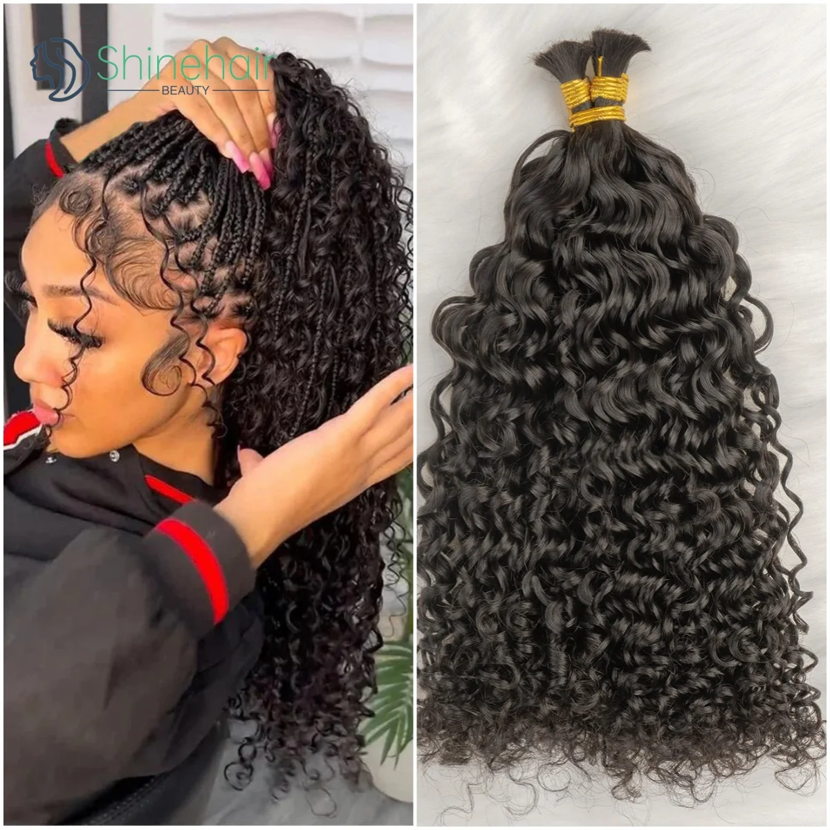 Curly Wave Hair Bulk for Braiding No Weft 100% Human Hair Extensions 10A Indian Hair Natural Black Hair Bulk for Salon 30 Inch