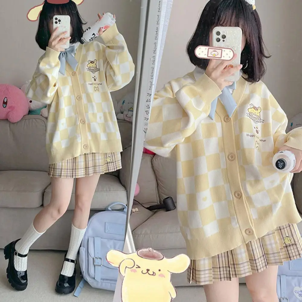 Sanrioed بلدي ميلودي Jk سترة سترة Kuromi أنيمي Kawaii سينامورول ربيع الخريف متماسكة معطف Preppy فضفاض الحلو التطريز #3