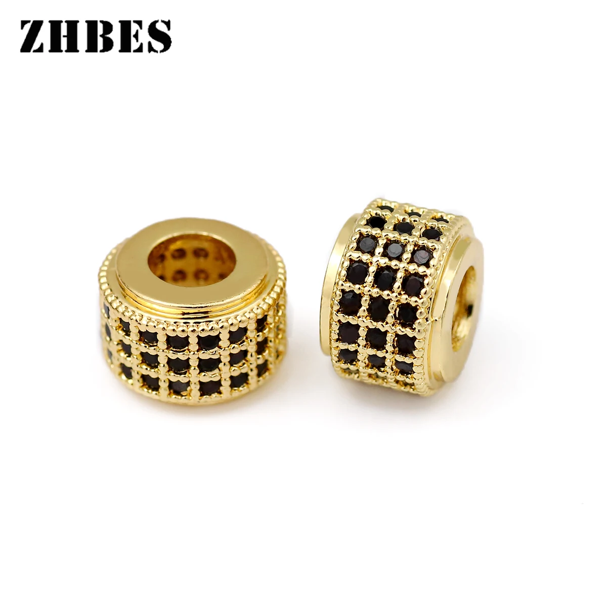 2/6/10 шт., циркониевые геометрические прокладки, цилиндр из бисера, свободные бусины для изготовления ювелирных изделий, браслетов, сделай сам, круглые медные аксессуары