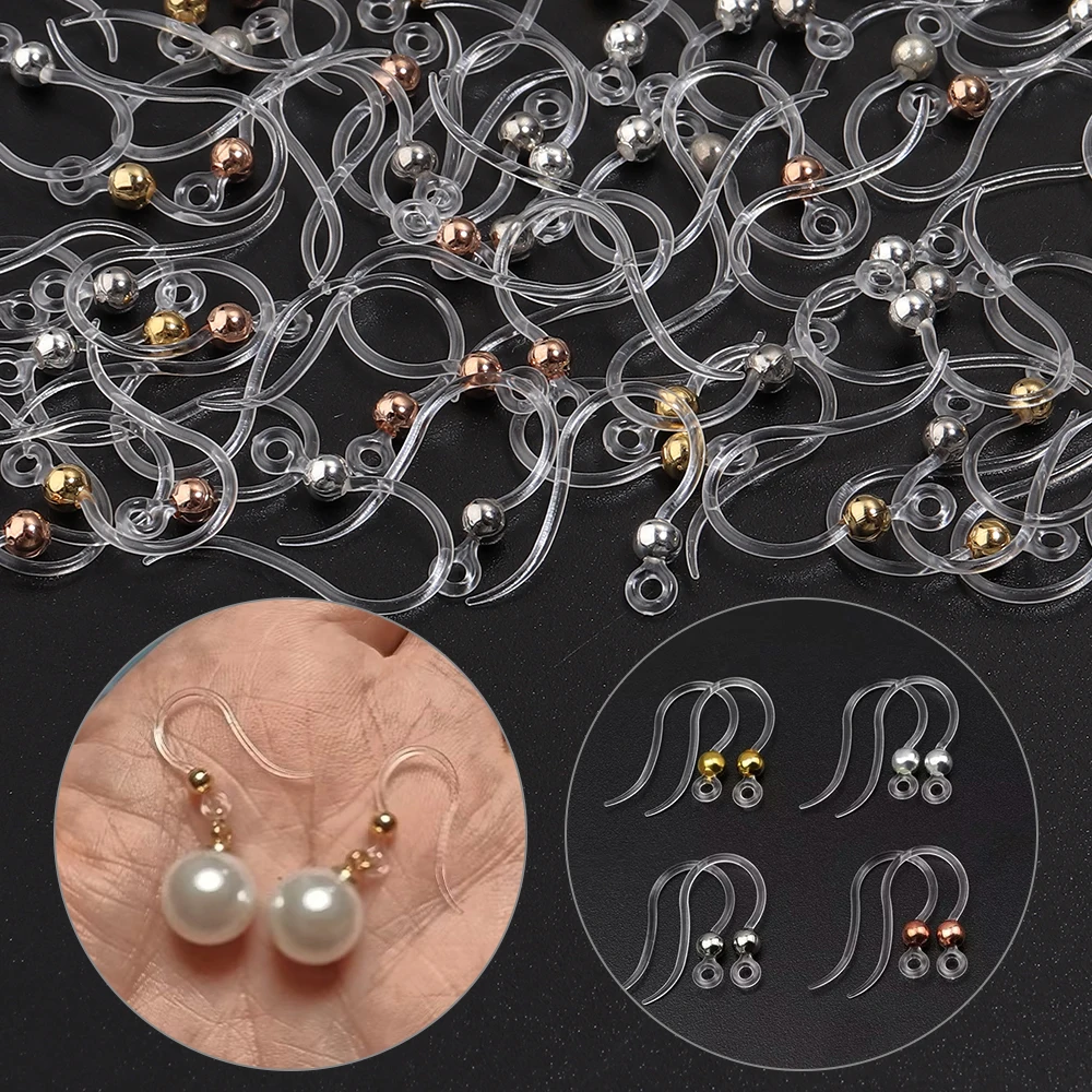 20 piezas de ganchos para pendientes de resina transparente de 14x18mm para la fabricación de joyas con cuentas, base para ganchos de pendientes, accesorios DIY al por mayor