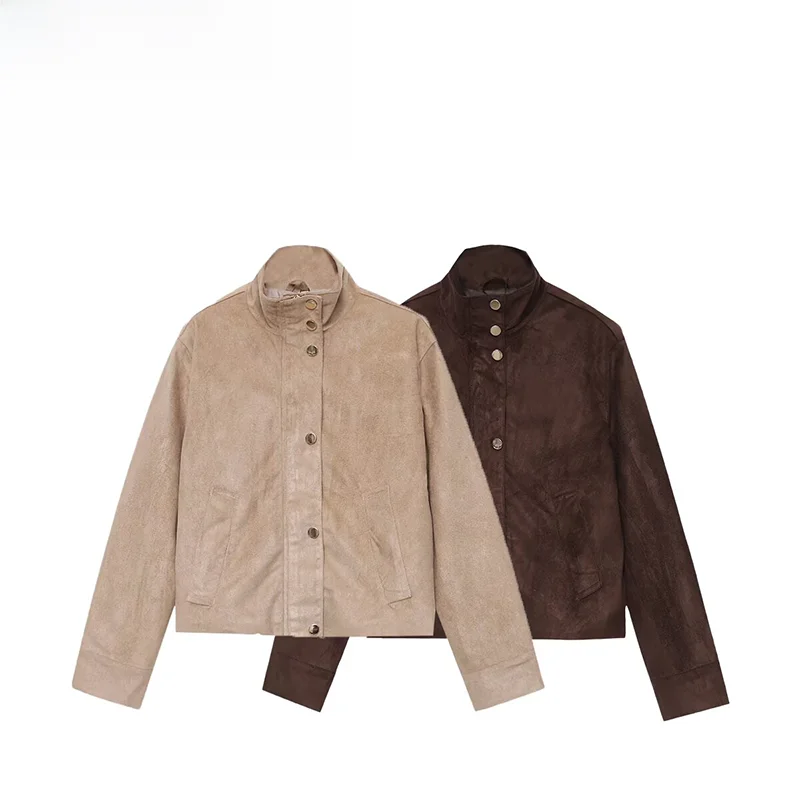 

Модный воротник-стойка, верхняя одежда Jaet для женщин, осень 2023, полиэфирное волокно, длинная застежка на пуговицы све, обычная длина