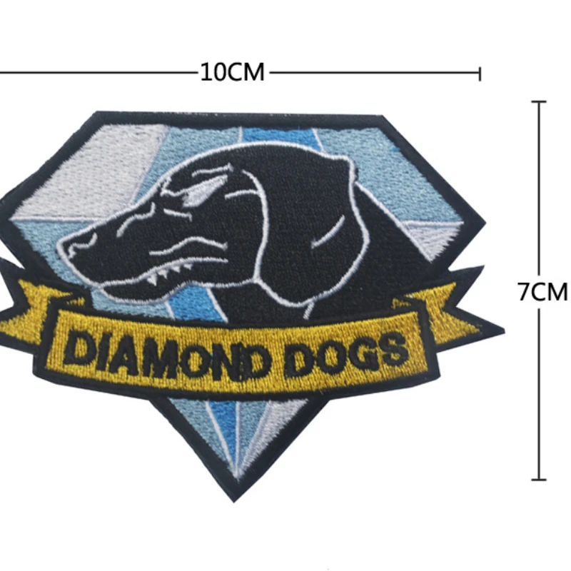 MGS Submerged Dragon 5 Phantom Pain Diamond Dog Badge Magic Patch Armband Embroidery Patches on Clothes Sewing Hook and Ring DIY