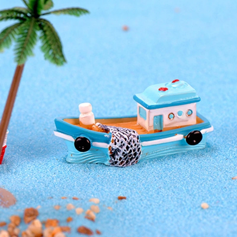 اليدوية الراتنج قارب صيد نموذج الشكل الحرفية مجموعة من 8 زخرفة سفينة مصغرة للديكور المنزل وإمدادات الهدايا