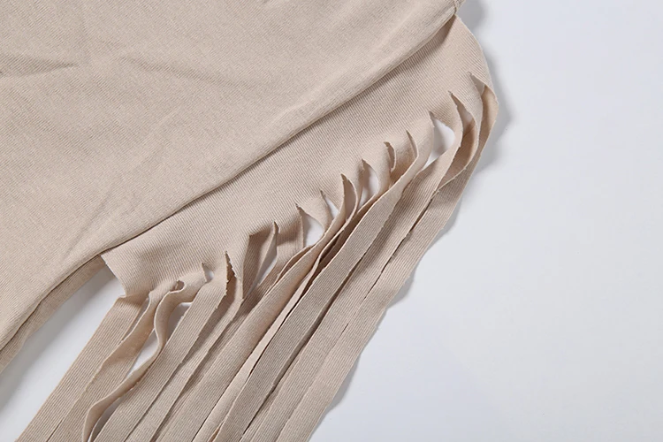 Weird Puss Sexy Quasten-2-Teiler-Set für Damen, schräge Schultern, Bandage-Weste + elastische Taille, klassische Falten, kurzer Mitternachts-Hottie-Anzug – Detail 7