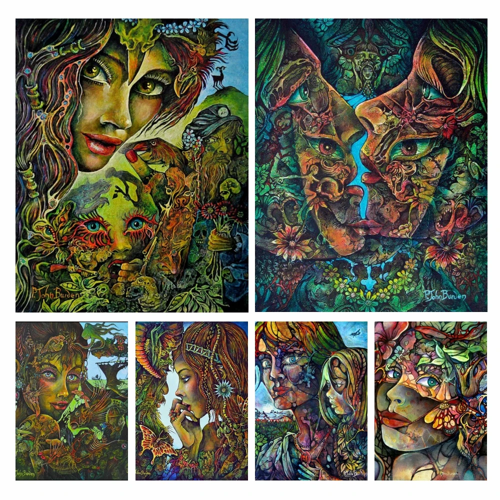 

Abstract Trippy Artwork Diy 5D Full Diamond Painting Psychedelic Art Forest Girl Diamond Mosaic Cross Stitch Kits Craft Decor