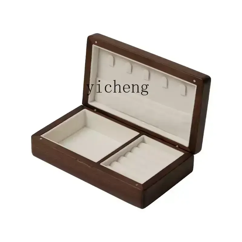 TQH solid wood jewelry box storage box portable small high-end exquisite retro travel jewelry hand jewelry box