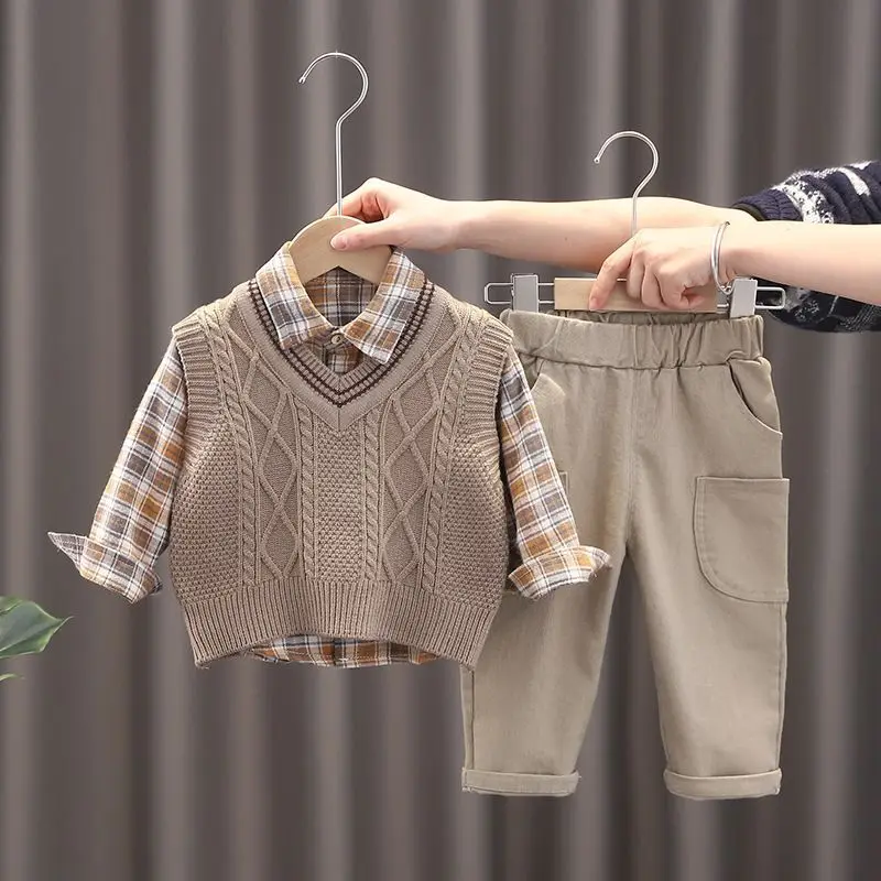 Baby Boys Three-piece Set Clothes Suit Casual Clothing Spring/autumn Fashion Baby  Vest+Shirts+Pantss Cool Autumn