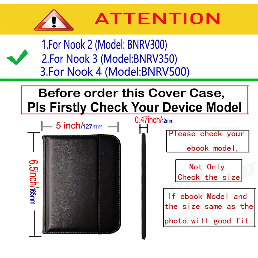 Case for Nook Simple Touch EBook Reader Cover Case for Model BNRV300 / BNRV350 Ebook Protective Leather Cases