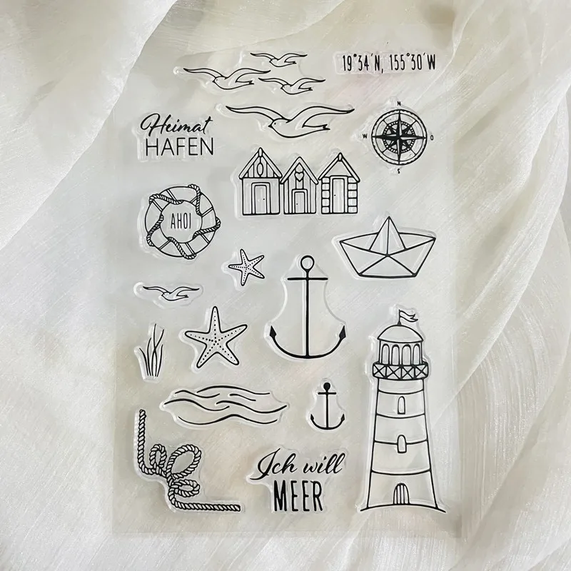 sea tower rudder with German Word Clear Stamp Transparent Silicone Stamp Seal Sheet For Scrapbooking Photo Album Decoration