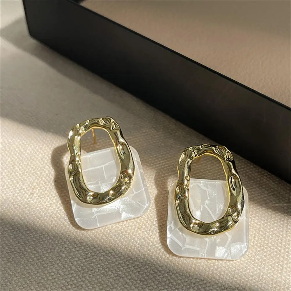 Square Geometric Bag Pendant Earrings Acrylic Earrings Retro Niche Temperament Exaggerated Earrings For Party Jewelry Gifts