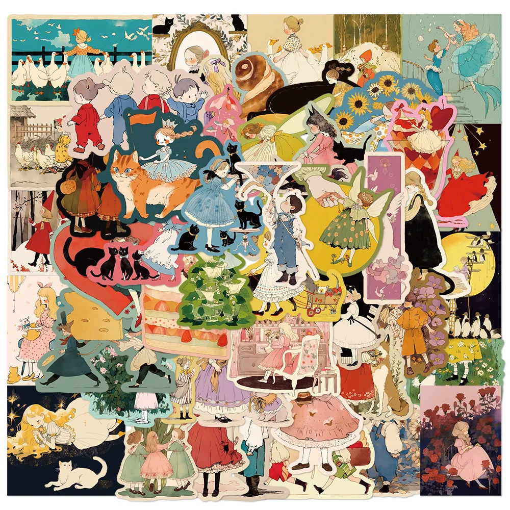 

50PCS Fairy Tale Stickers Graffiti Stickers DIY Diary Phone Case Handmade Scrapbook Aesthetic Stickers