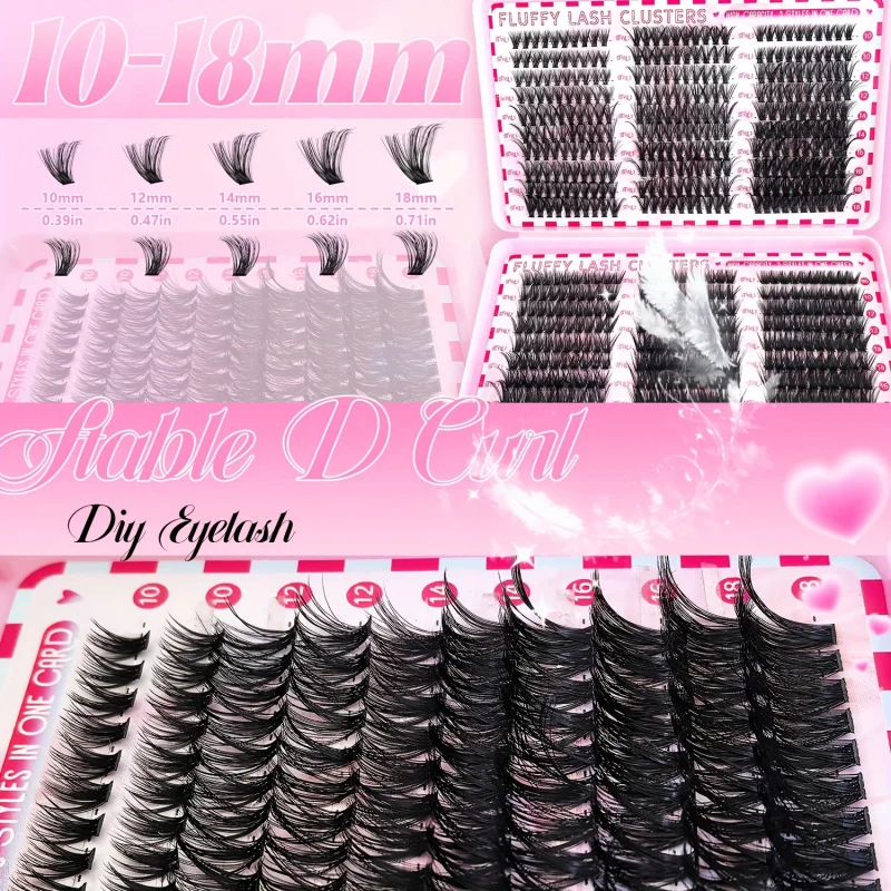 ชุดต่อขนตาปลอม/ชุดต่อขนตาปลอมแบบธรรมชาติและหนา, ขนตาปลอม, ชุดต่อขนตาแบบกลุ่ม DIY (ชุด 30406080100D)