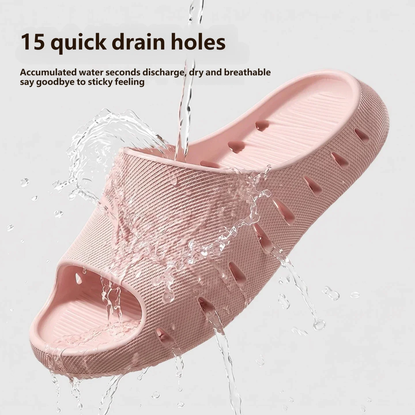 Quick Dry Hollow Bathroom Slippers Unisex EVA Sloped Drainage Holes Design Anti-slip On Wet Floors Porous Drain Indoor Shower Sl