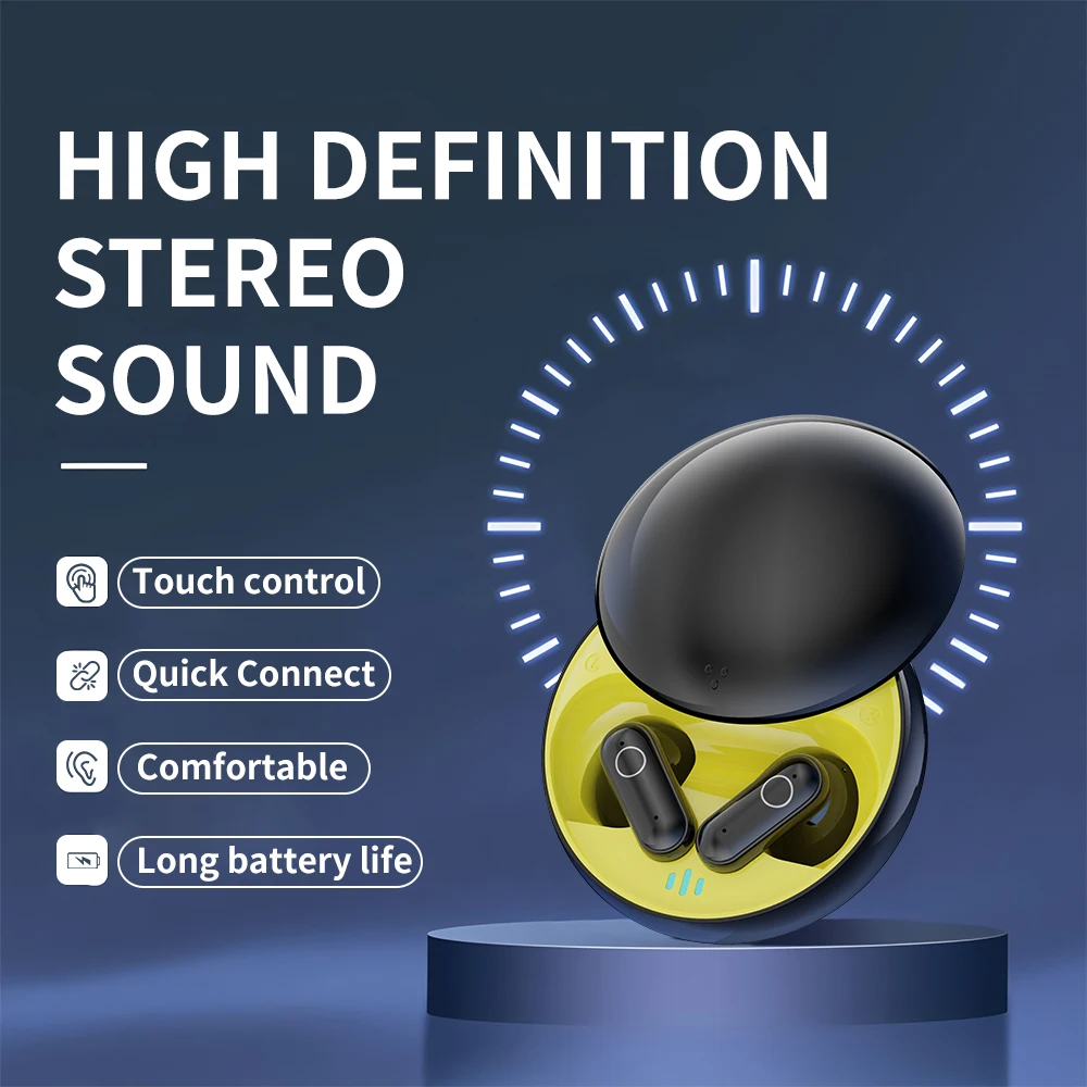 Mini Invisible Earbuds Half in-Ear Bluetooth Headphone IPX5 Waterproof Wireless Sports Earphones with Mic HD Call Headset