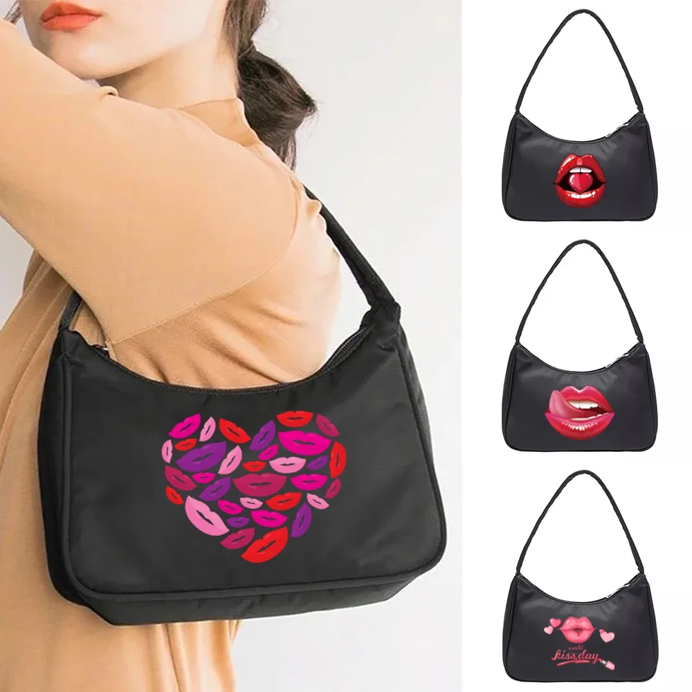Versatile Single Shoulder Bag Mouth Pattern Underarm Bags Casual Shopping Large Capacity Coin Purse Cosmetic Storage Handbags