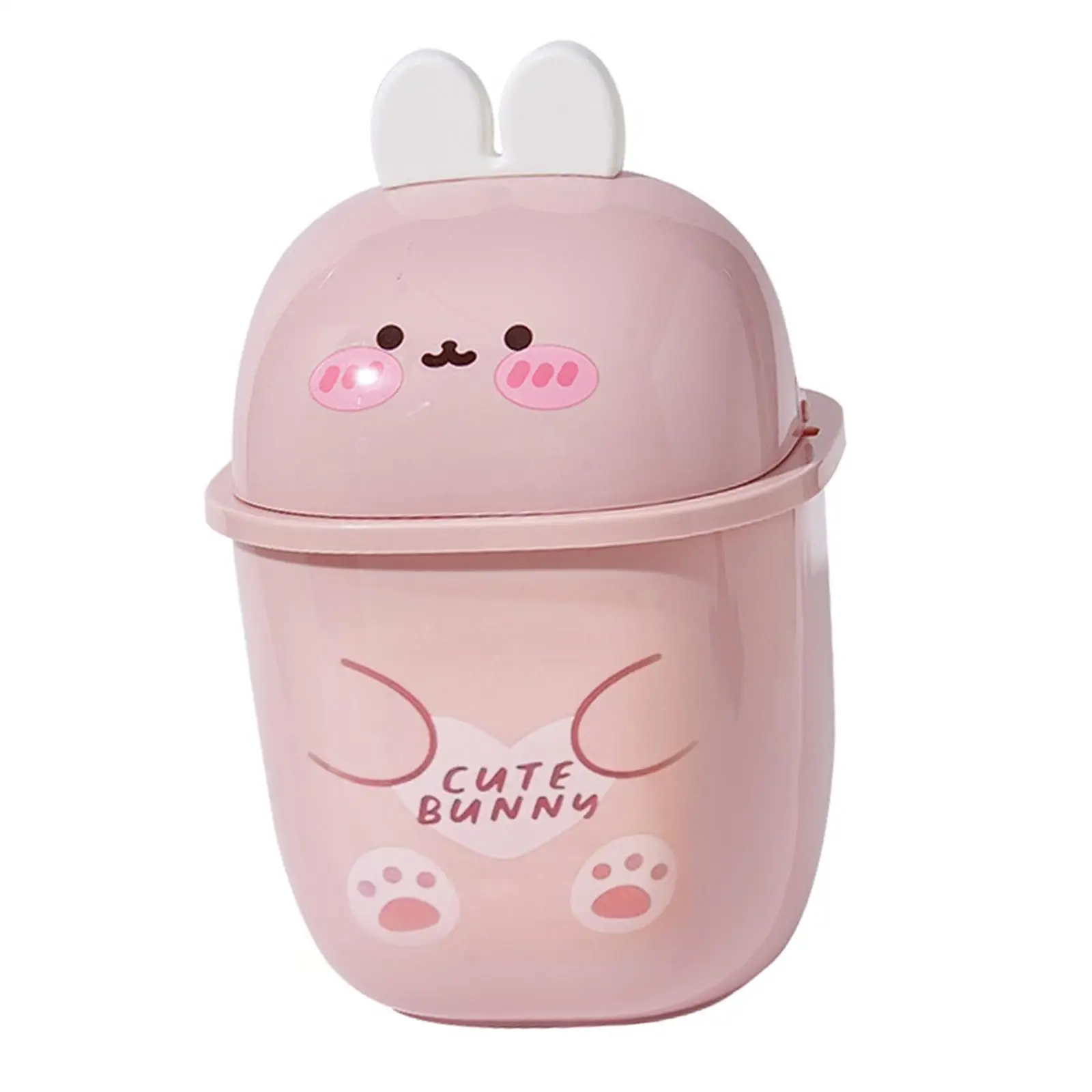 Cute Desktop Basket Can Creative Small Storage Bin Cute Mini Trash Can with Lid for Tabletop Bathroom Desk Dressing Table Vanity