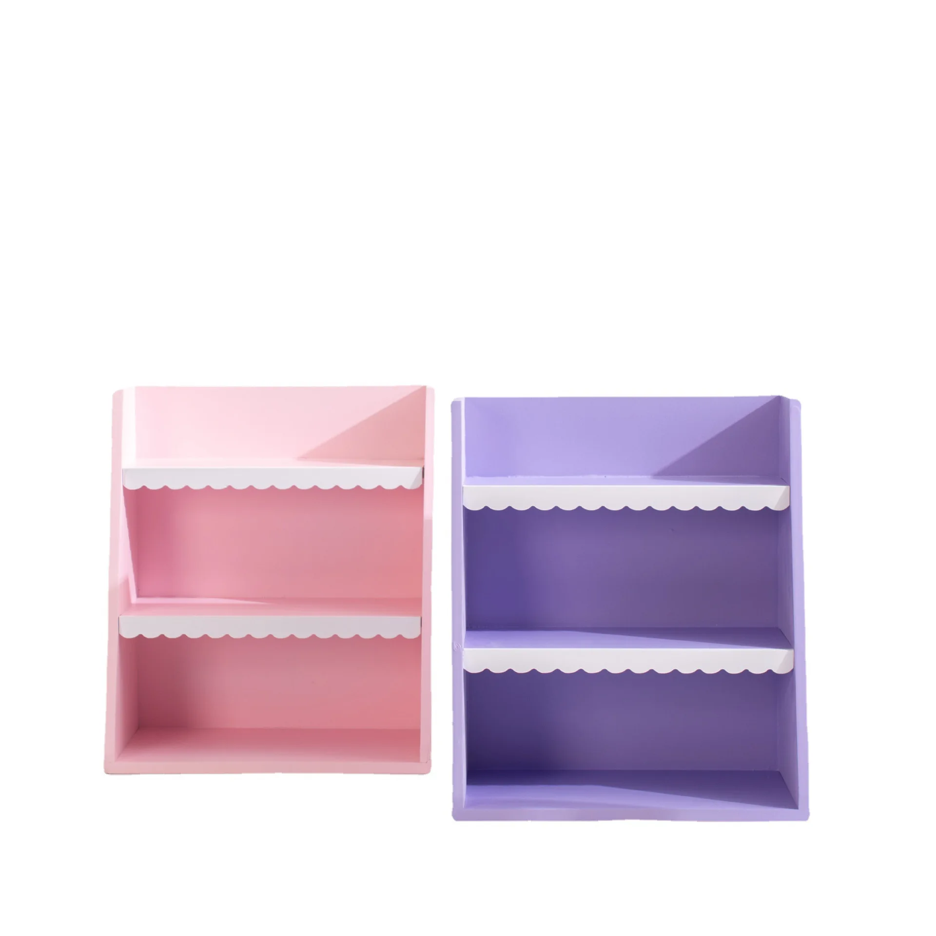 Pink Wooden Storage Rack Desktop Shelving Blind Box Storage Rack DIY Doll Storage Display Cabinet Cosmetic  Rack