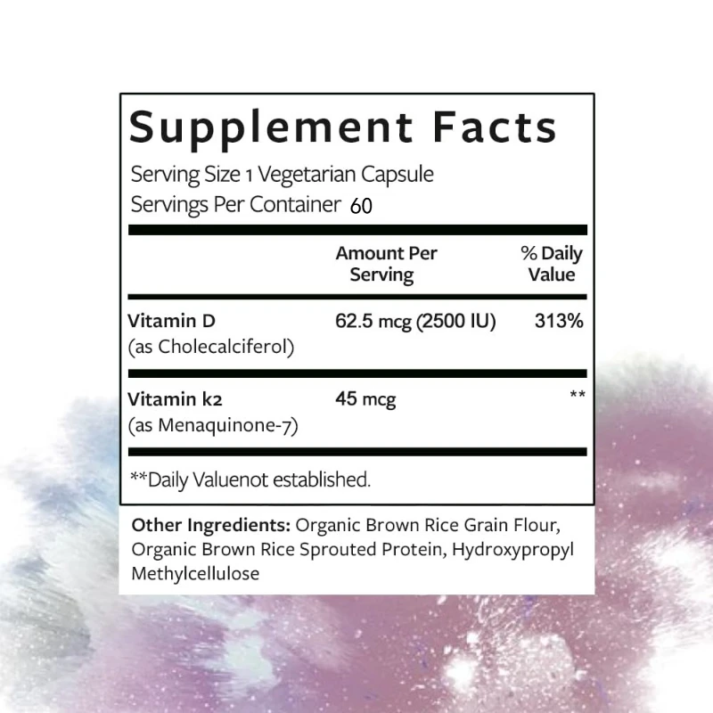 فيتامين د3 ك2 مع زيت MCT، فيتامين د3 5000 IU وK2 100mcg، تركيبة 2 في 1 لصحة العظام والقلب 60 كبسولة كبسولة هلامية
