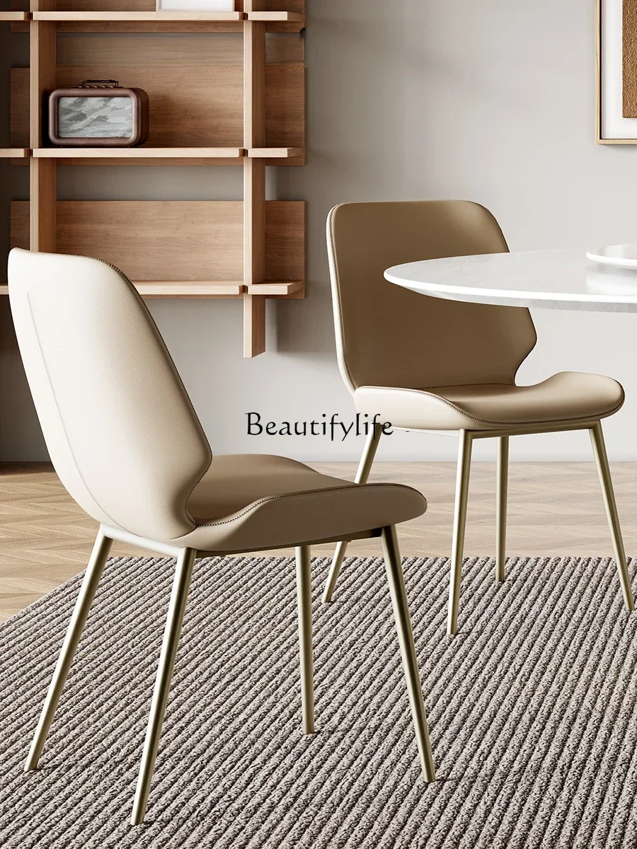 كرسي طعام منزلي حديث وبسيط وخفيف وفاخر ومسند ظهر للفنادق كريمي وكرسي من الجلد الناعم