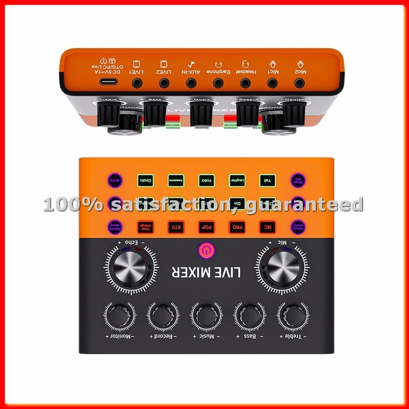 Professional Sound Card Live Sound Mixer Streaming Live Broadcast Podcast Recording Studio Equipment Voice Changer-A63M