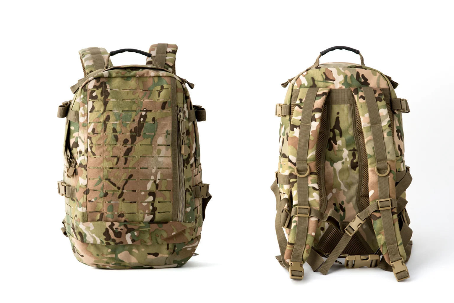 Military ILBE Laser Cut Tactical Backpack 1000D Waterproof With Hydration Pack & Radio Pouch 120L Capacity Camo