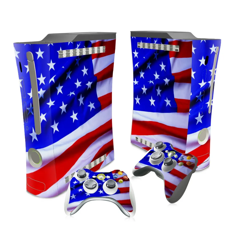 مجموعة ملصقات الجلد من كلوريد البولي فينيل لـ Xbox ، كونسول الدهون ، 2 تحكم الجلد ، 7 تصاميم مختلفة ، علم الولايات المتحدة الأمريكية والمملكة المتحدة
